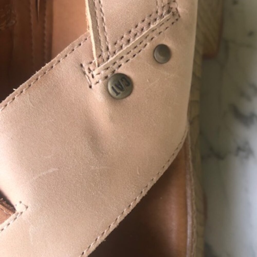 CAT Caterpillar LIA Women's Leather Heeled Sandal Shoe Tan/Beige/Brown Size 11 - Picture 15 of 16